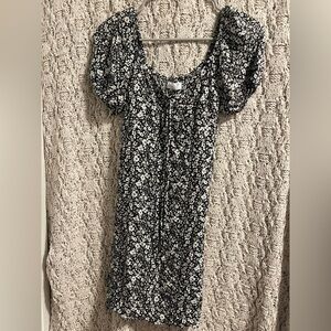 Primark Black and White Floral Midi Dress